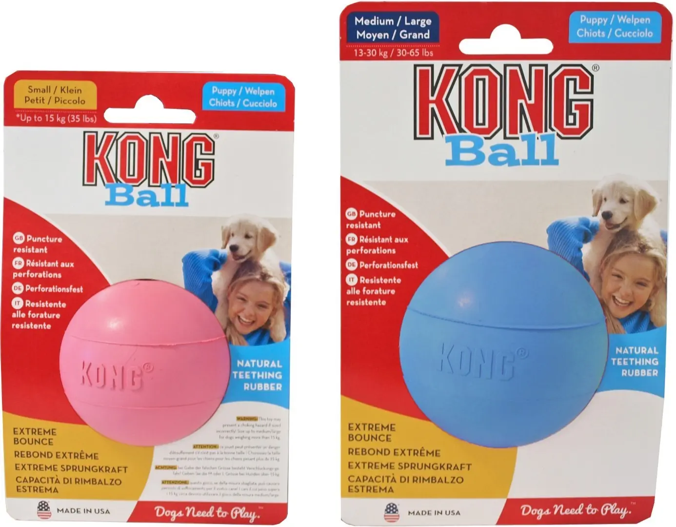 Hond Puppy ball met gat small (diameter 6 cm) Kong Gebr. de Boon