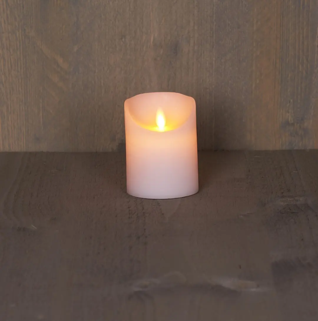 Batterijverlichting kaars wax rustiek met bewegende vlam 10 cm Anna's Collection