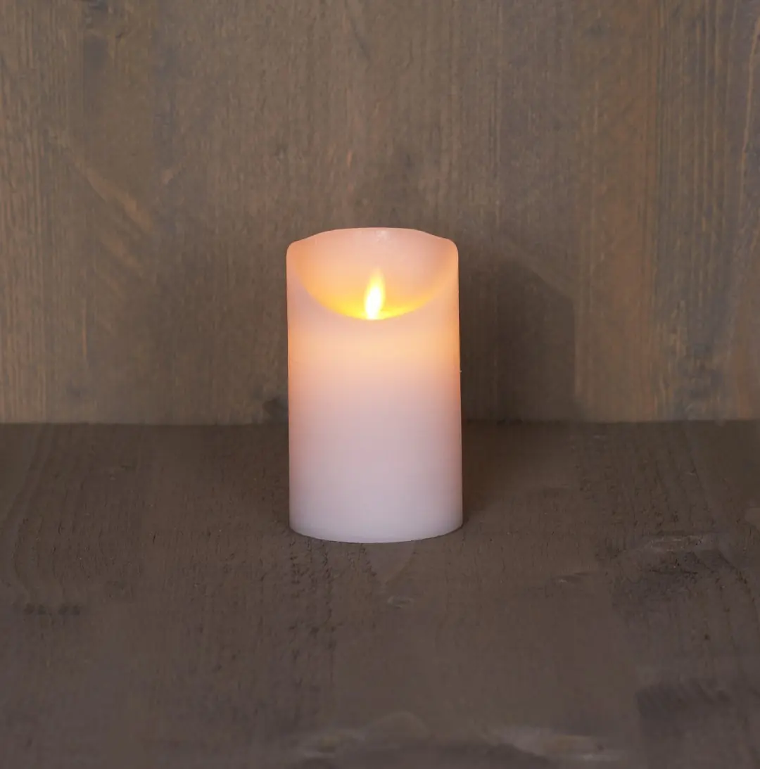 Batterijverlichting kaars wax rustiek met bewegende vlam 12.5 cm Anna's Collection