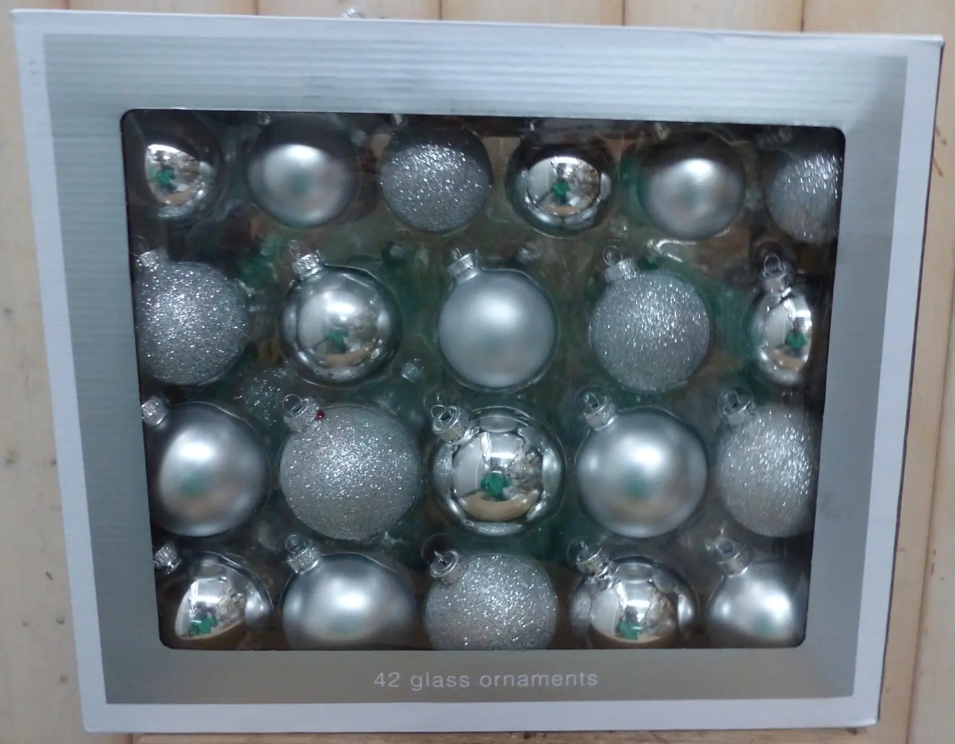Kerstballen glas zilver 42 ballen