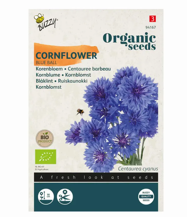 Zaden korenbloem dubbel blue 1 gram Organic Tuinplus