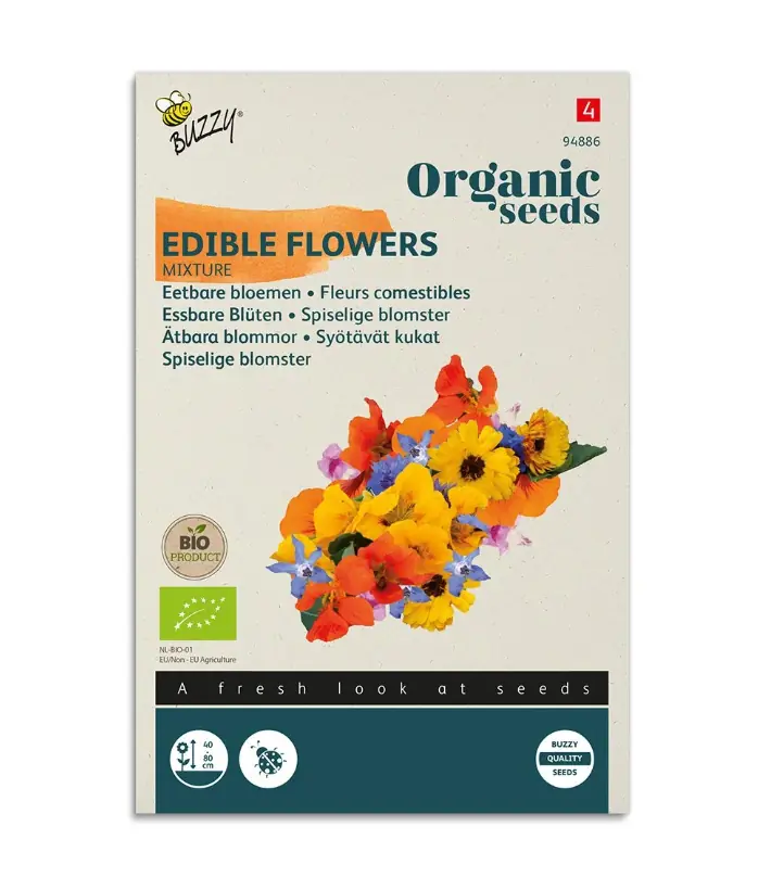 Zaden mengsel eetbare bloemen 2 gram Organic Tuinplus
