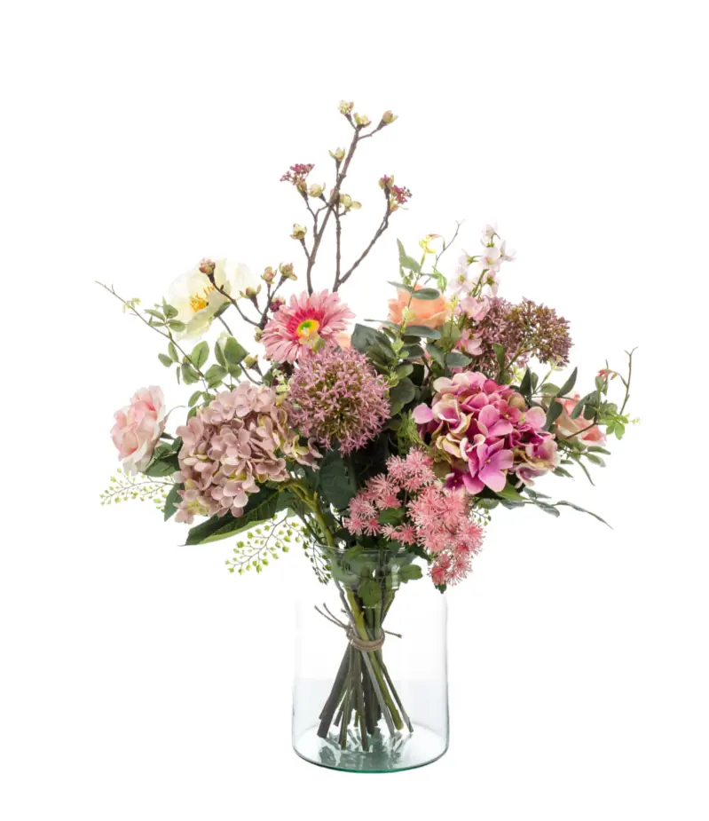 Zijdebloem boeket roze bloemen kunstplant excl. vaas Driesprong Collection