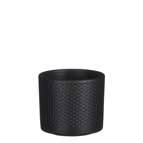 Era pot rond zwart mat relief h9xd10 cm Mica Decorations