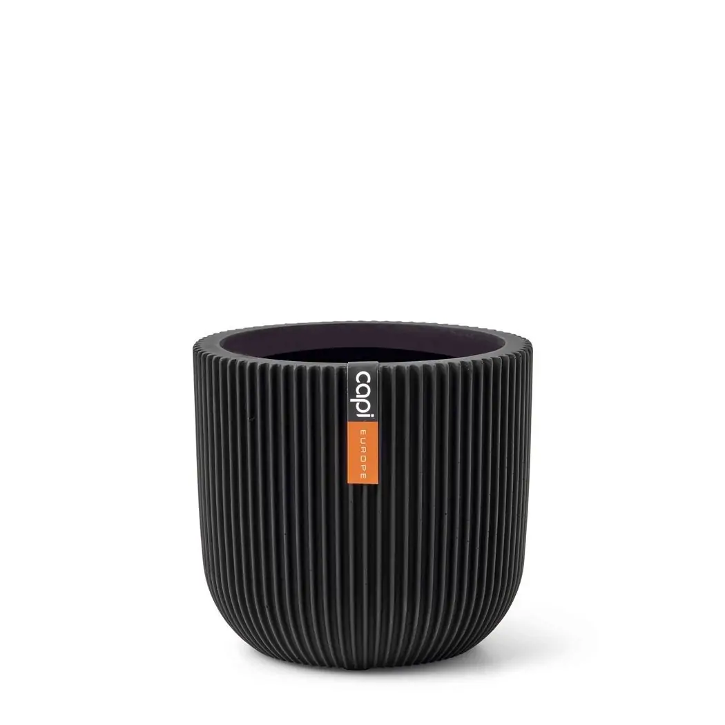 Pot bol Groove 14x13 zwart binnenbloempot Capi Europe