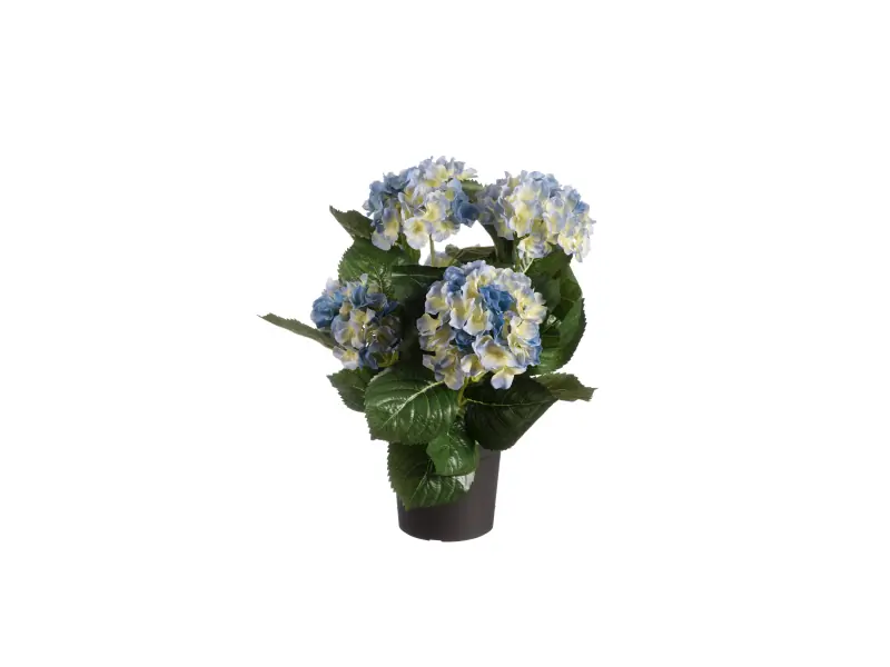 Hortensia h44 cm p blauw zijde nepbloem Louis Maes