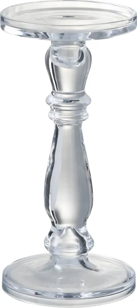 Kandelaar/kaarshouder leti glas transparant m 13x13x27,5 cm Jolipa