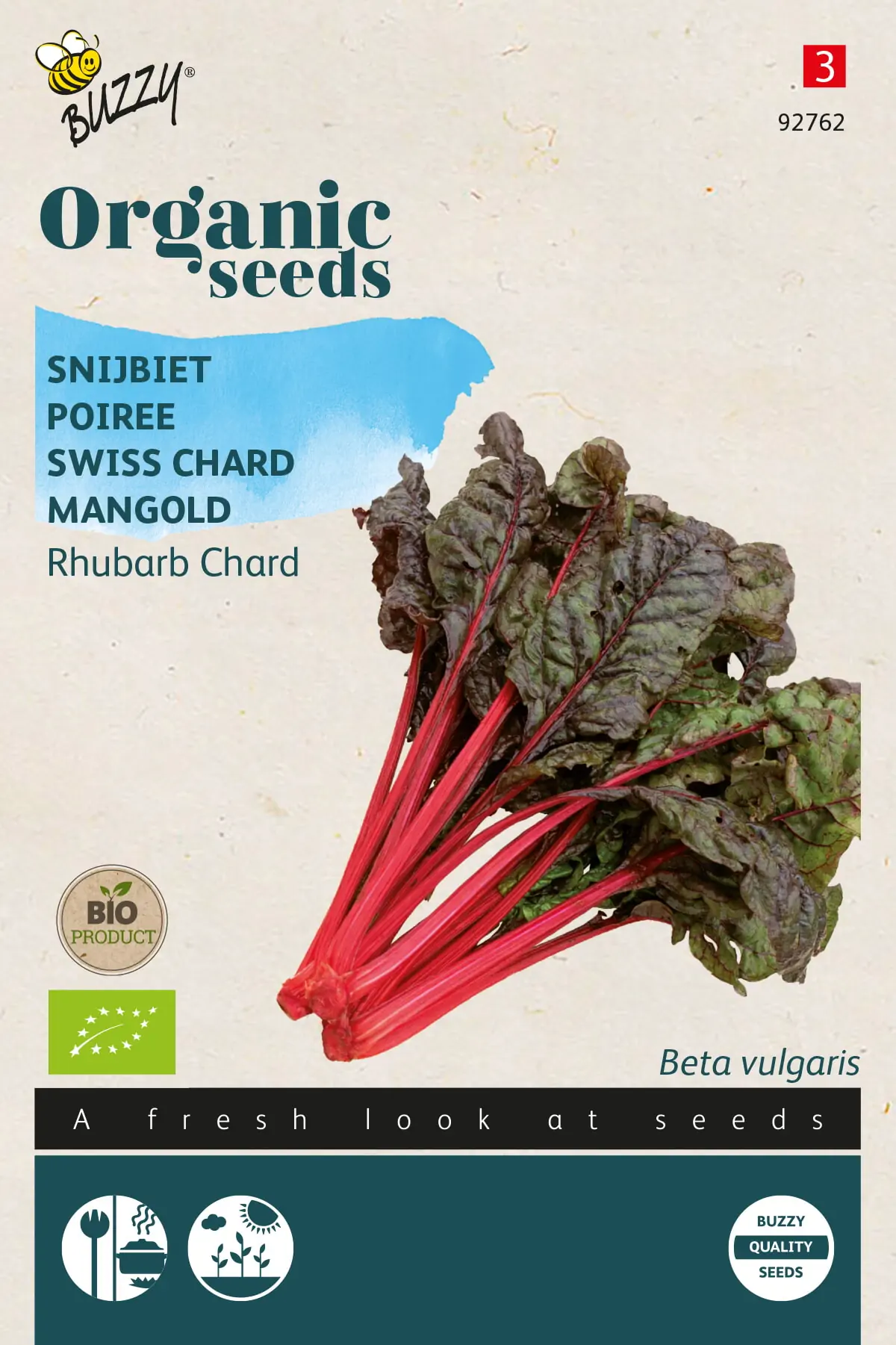Organic Snijbiet Rhubard Chard (Bio) zaden Buzzy