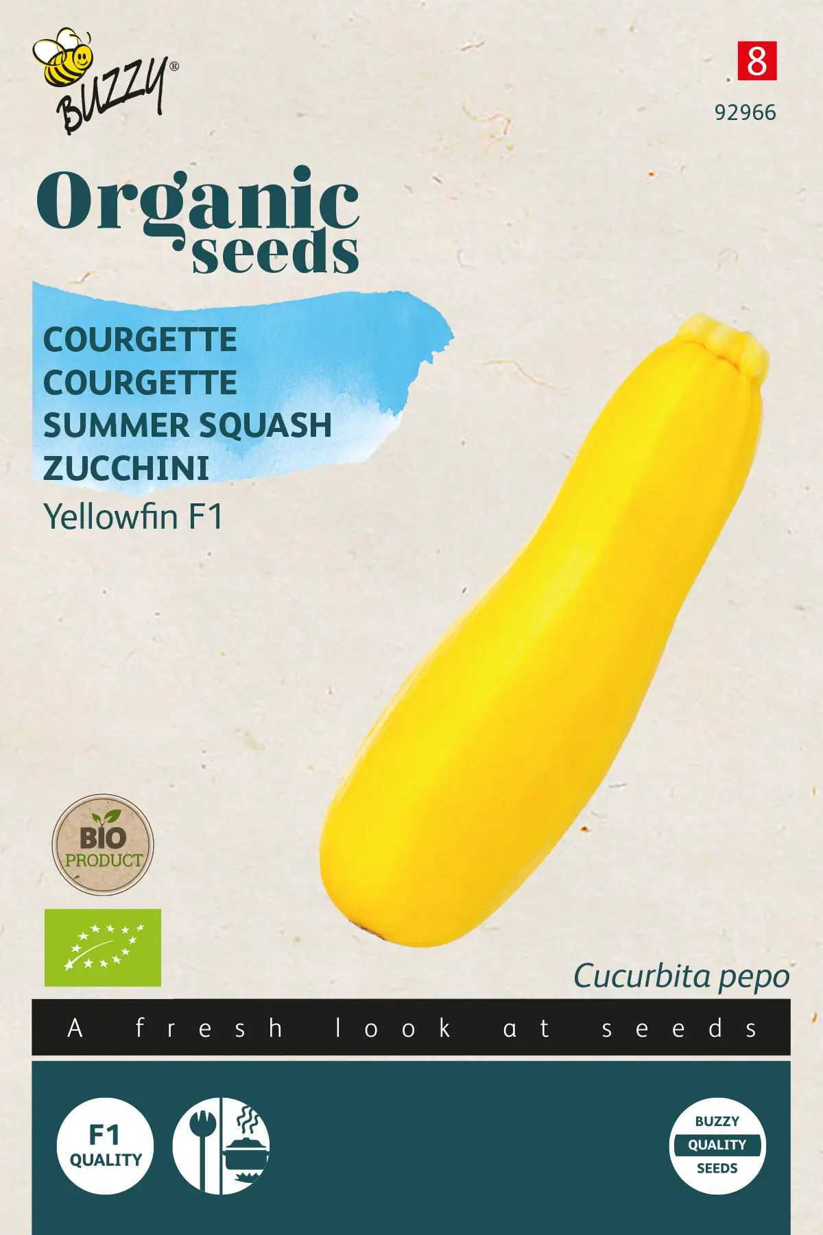 Organic Courgette Yellowfin F1 (Bio) geel zaden Buzzy