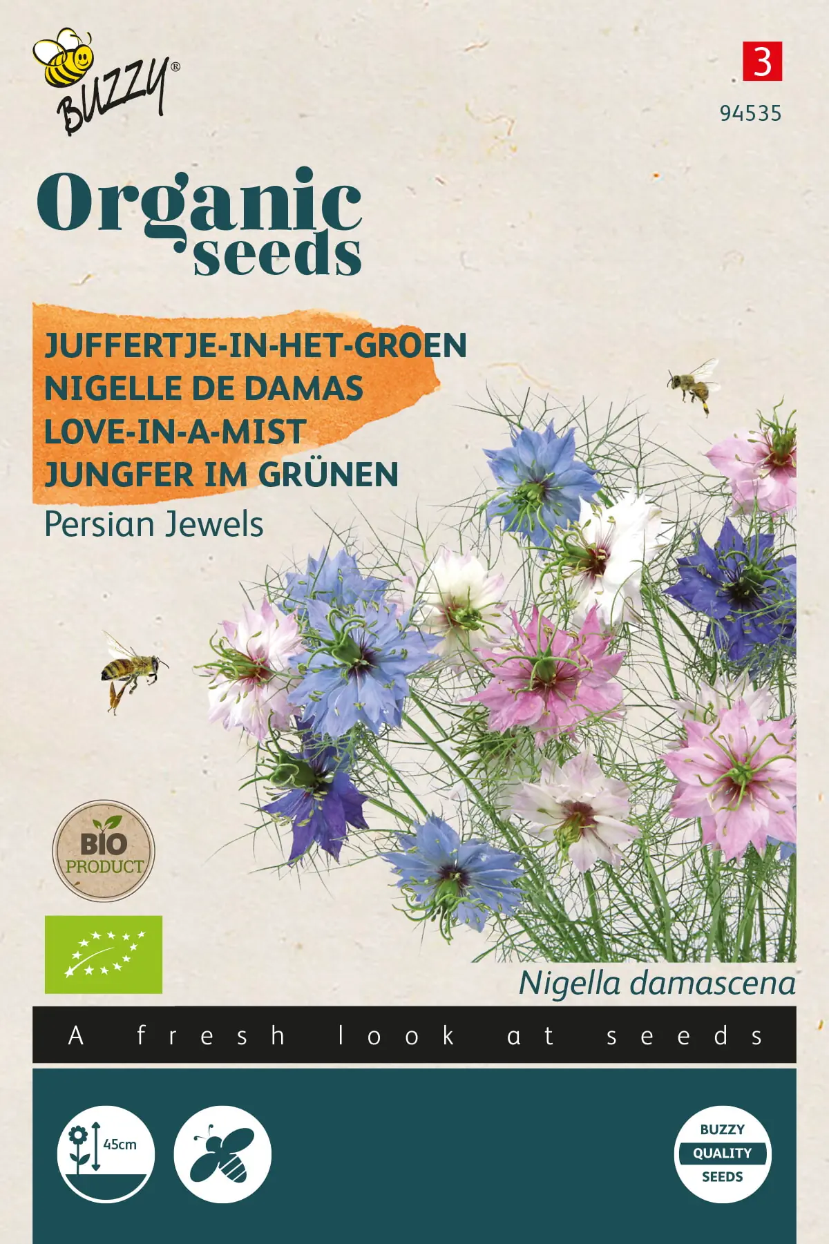 Organic Nigella Juffertje-in-het groen Persian Jewels (Bio) zaden Buzzy