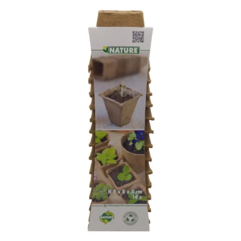 Biopotjes h8b8l8cm set 14st Nature