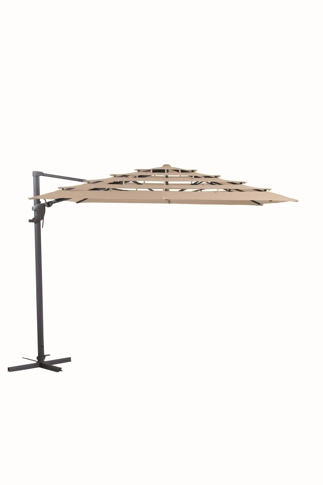 Zweefparasol Monaco open air Zijwaarts Kantelbaar 300x300 cm polyester ecru zonwering Madison