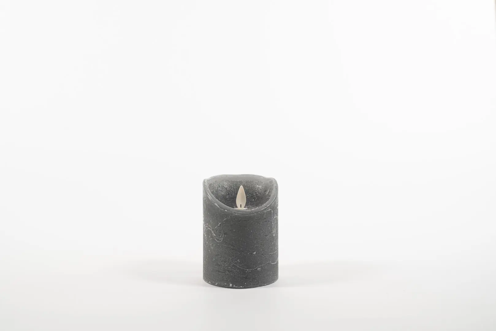 Rustic Wax Candle Moving Flame 7,5 x 10 cm Grey 3 x Aaa Anna's Collection