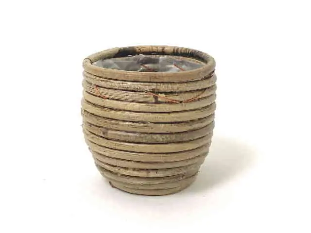 Rotan Ronde Mand Stripe diameter 7 cm bloempot Van der Leeden