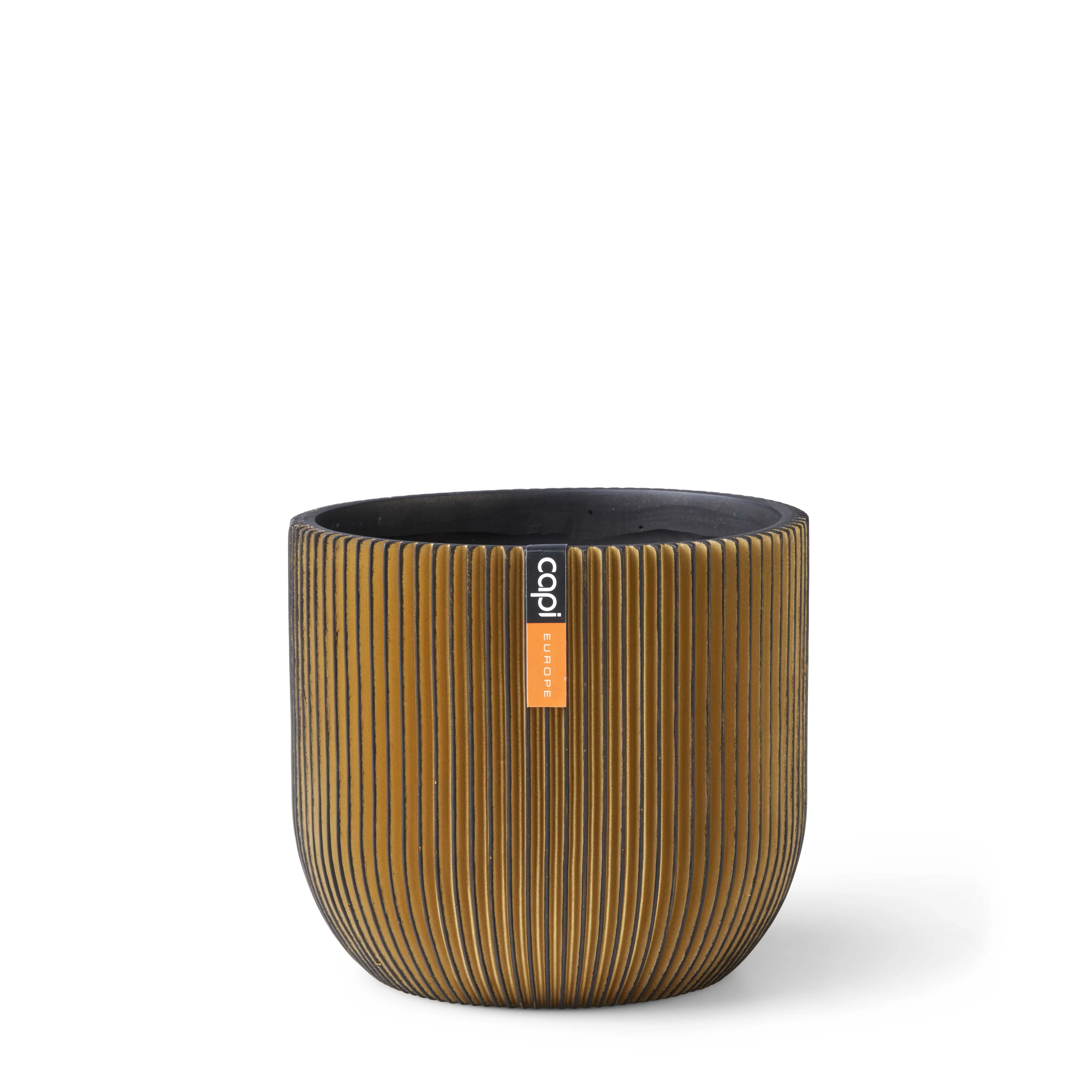 Pot bol Groove 14x13 zwart goud bloempot Capi Europe