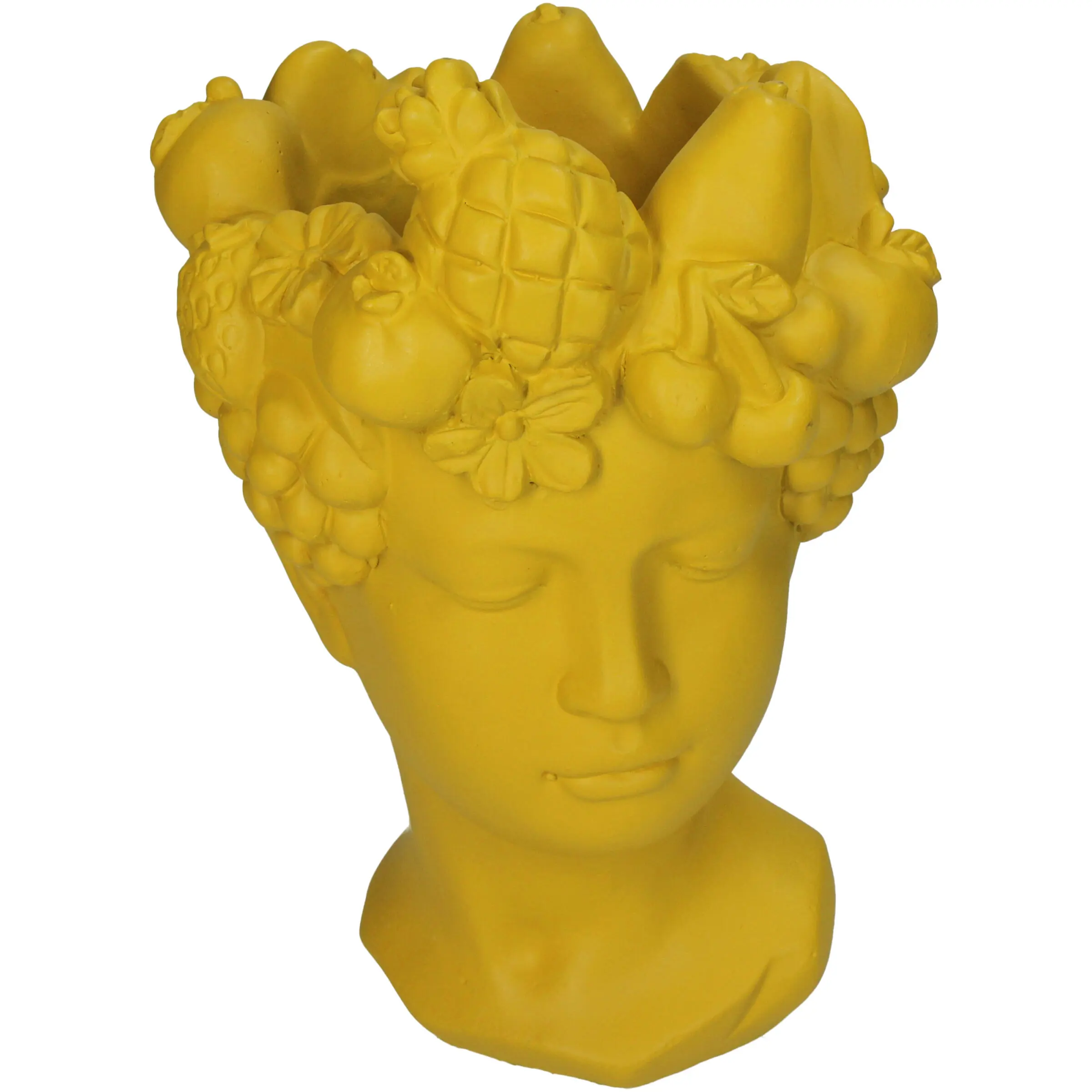 Plantenbak Hoofd Fruit Beton Geel 17x16x25 cm HD Collection