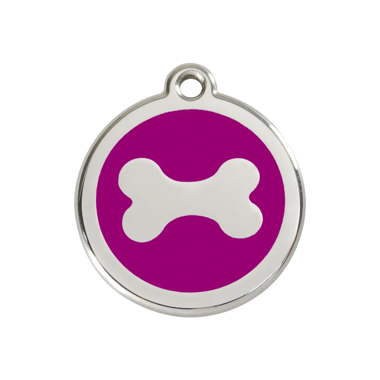 Bone Purple roestvrijstalen hondenpenning medium/gemiddeld dia. 3 cm RedDingo