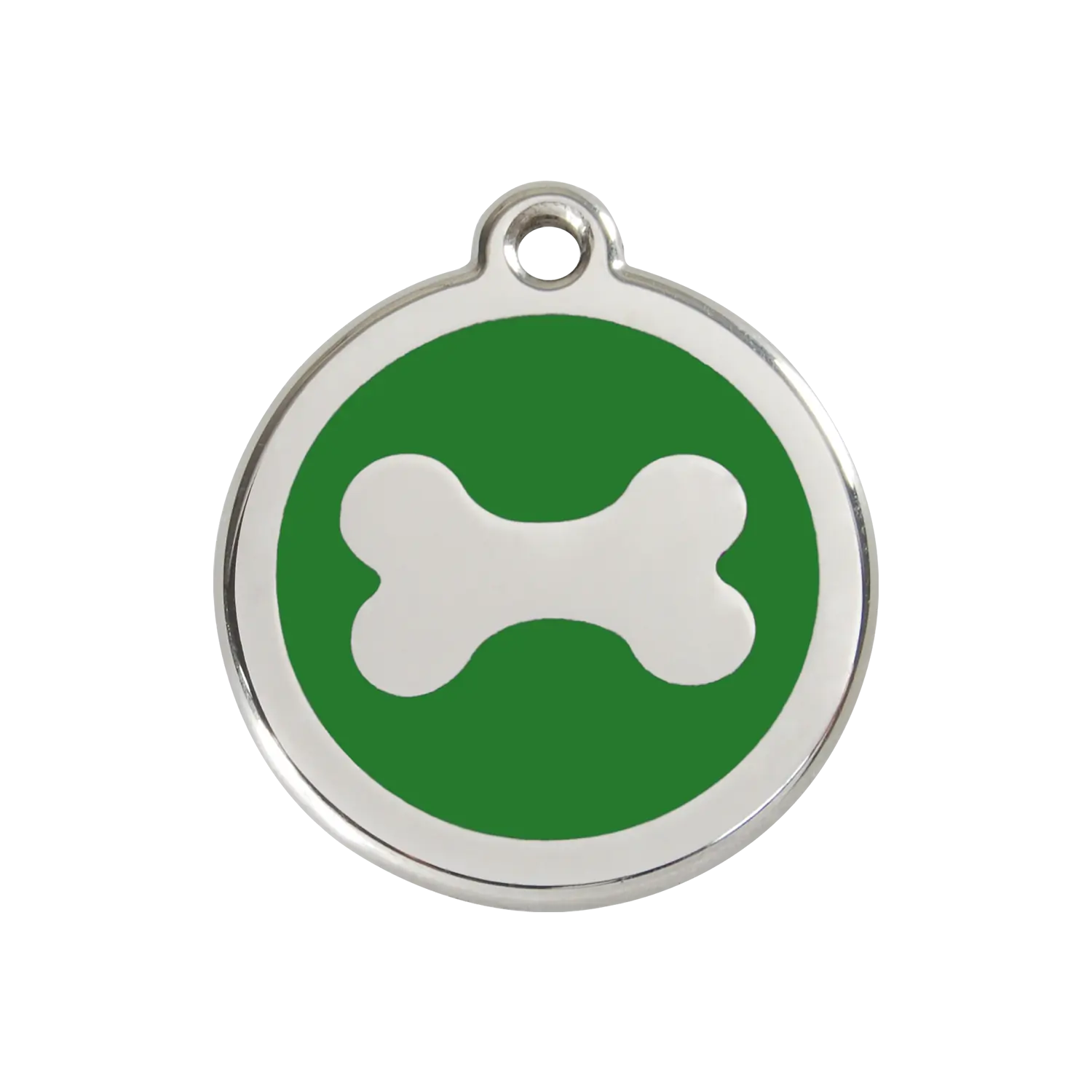 Bone Green roestvrijstalen hondenpenning medium/gemiddeld dia. 3 cm RedDingo