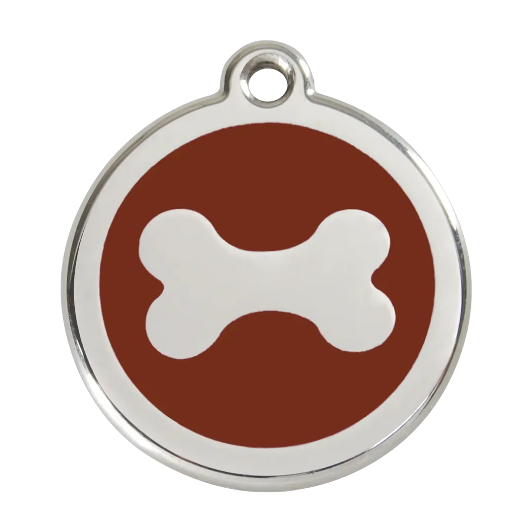 bone Brown roestvrijstalen hondenpenning large/groot dia. 3,8 cm RedDingo