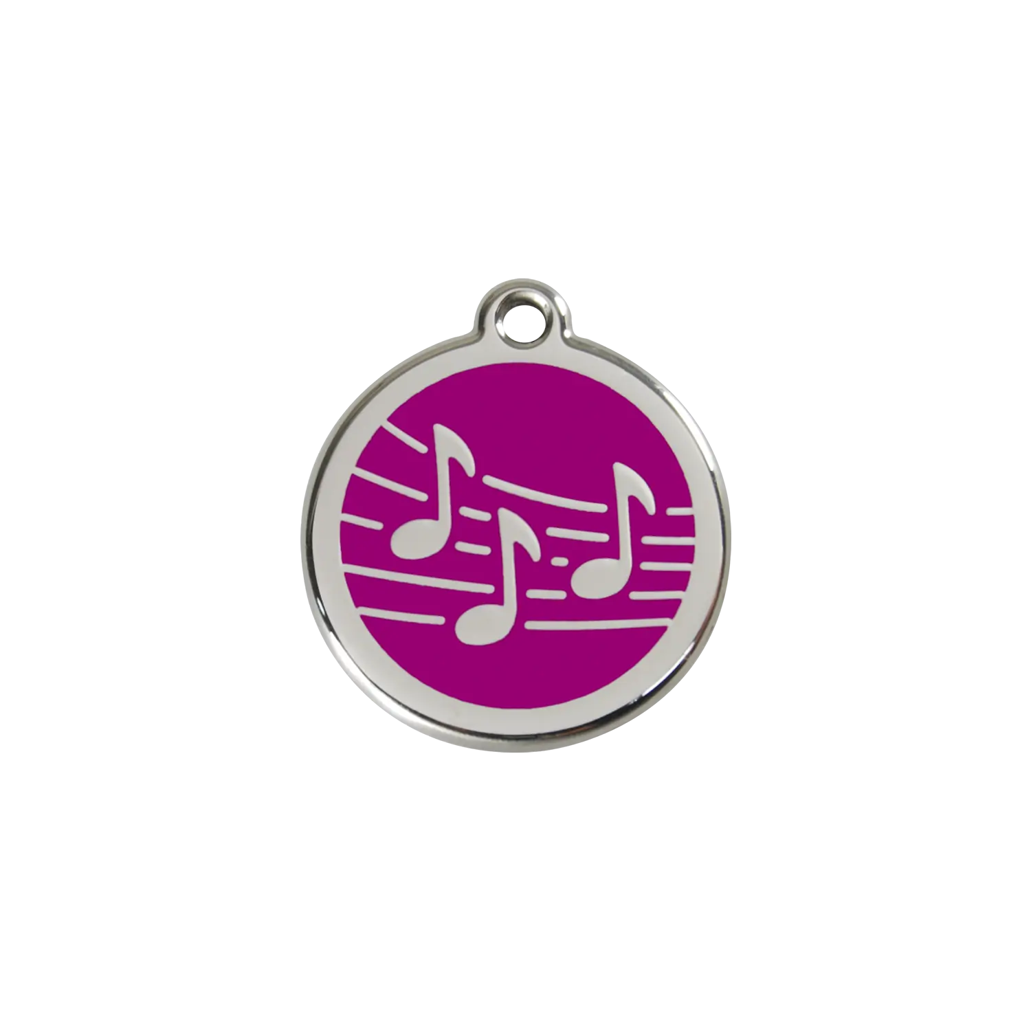 Music Purple roestvrijstalen hondenpenning small/klein dia. 2 cm RedDingo