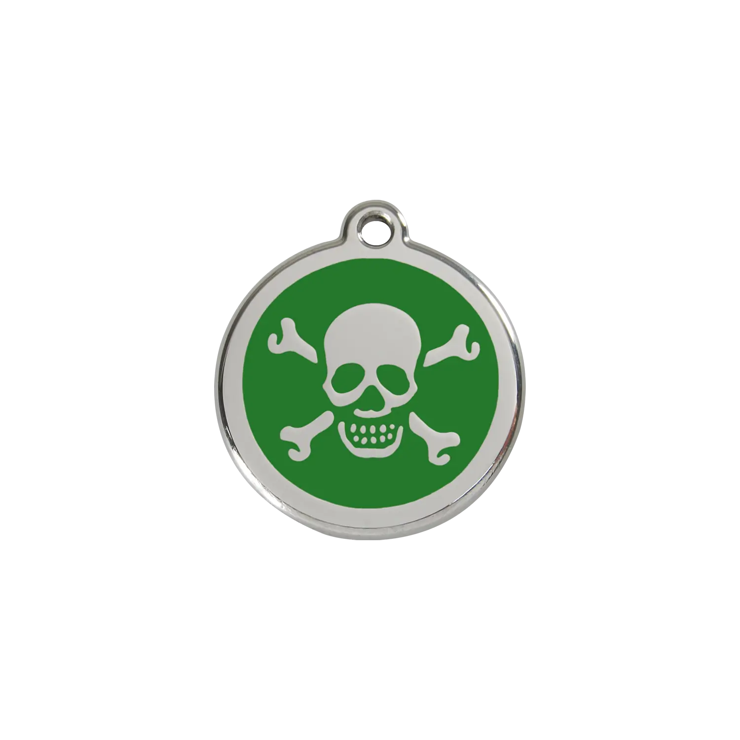 Cross Bone Green roestvrijstalen hondenpenning small/klein dia. 2 cm RedDingo