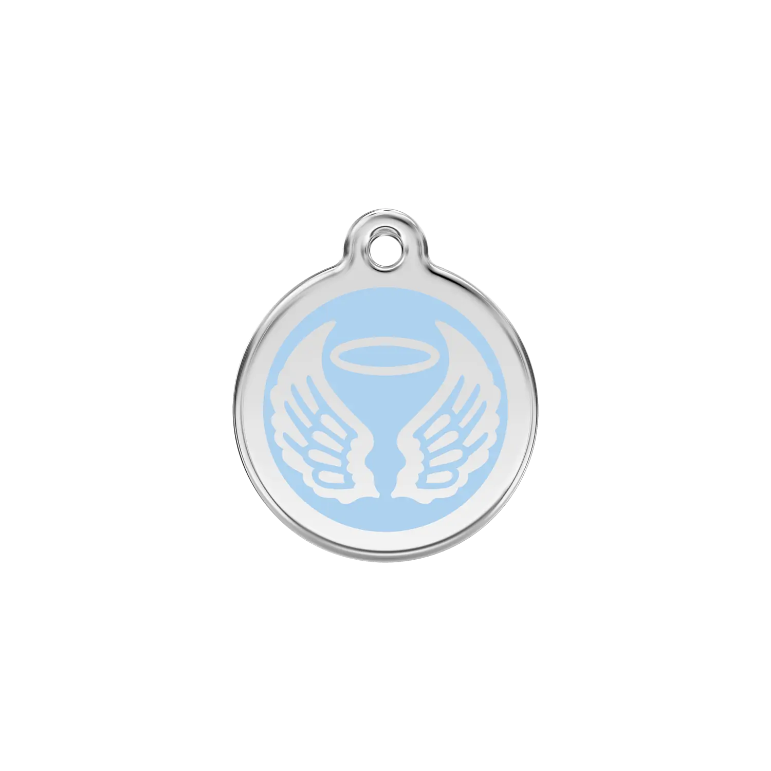 Angel Wings Light Blue roestvrijstalen hondenpenning small/klein dia. 2 cm RedDingo