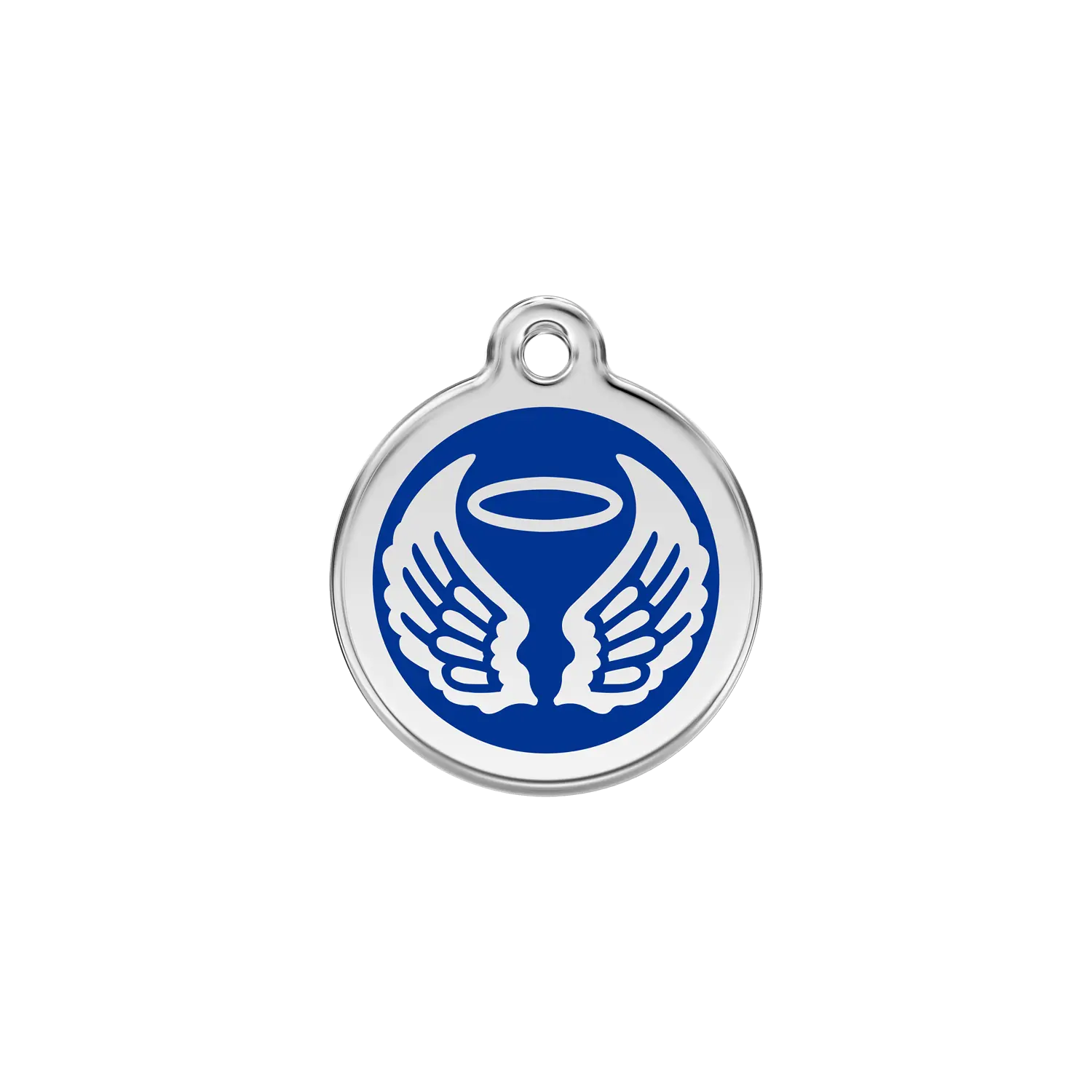 Angel Wings Navy roestvrijstalen hondenpenning small/klein dia. 2 cm RedDingo
