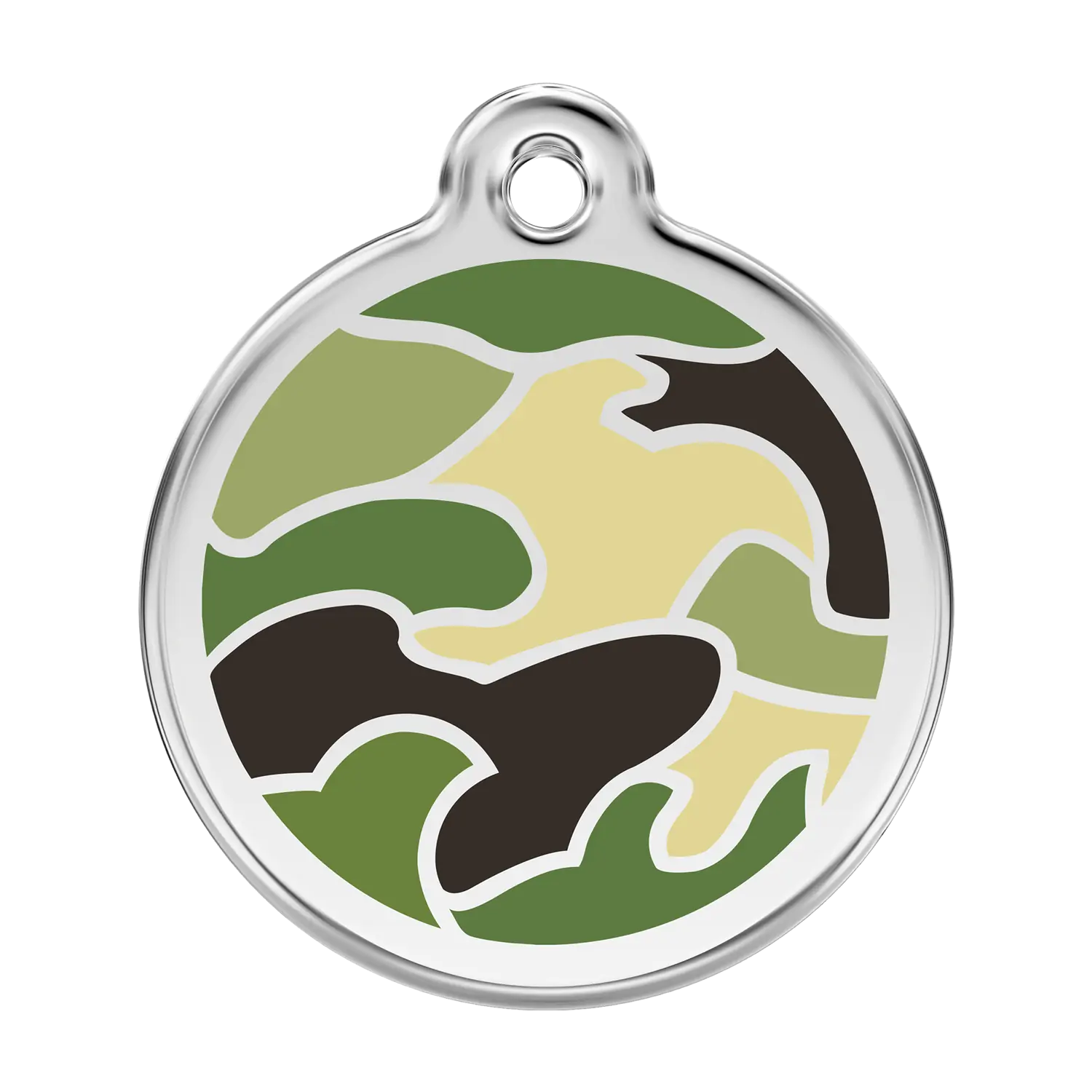 Camouflage Green roestvrijstalen hondenpenning large/groot dia. 3,8 cm RedDingo