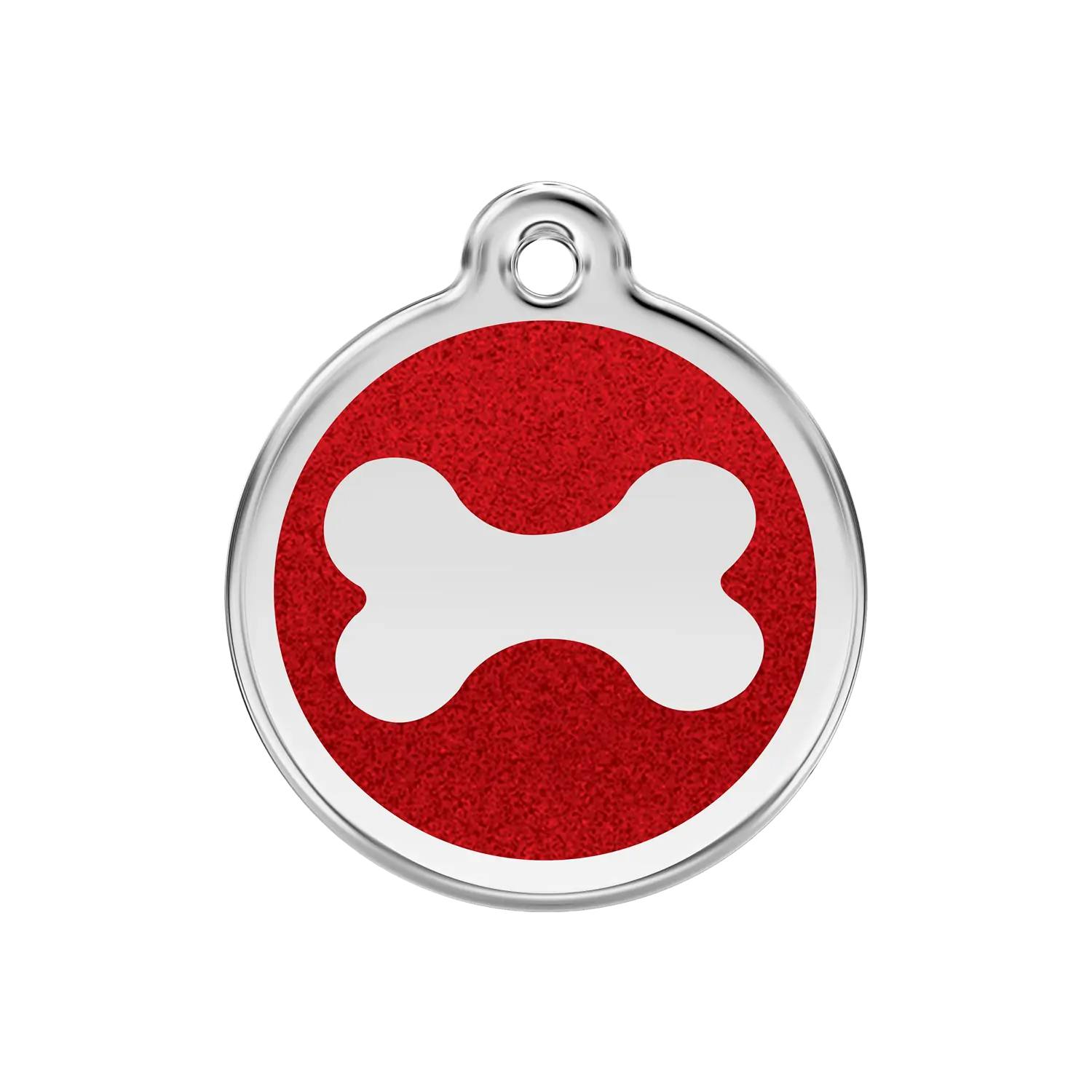 Bone Red glitter hondenpenning medium/gemiddeld dia. 3 cm RedDingo
