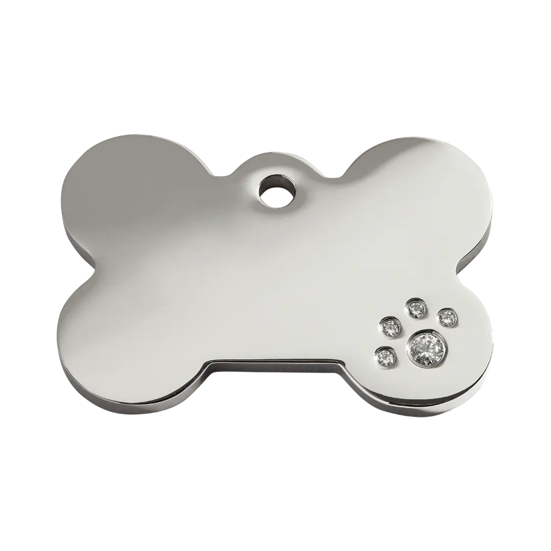 Bone Swarovski hondenpenning medium/gemiddeld 3,8 cm x 2,55 cm RedDingo