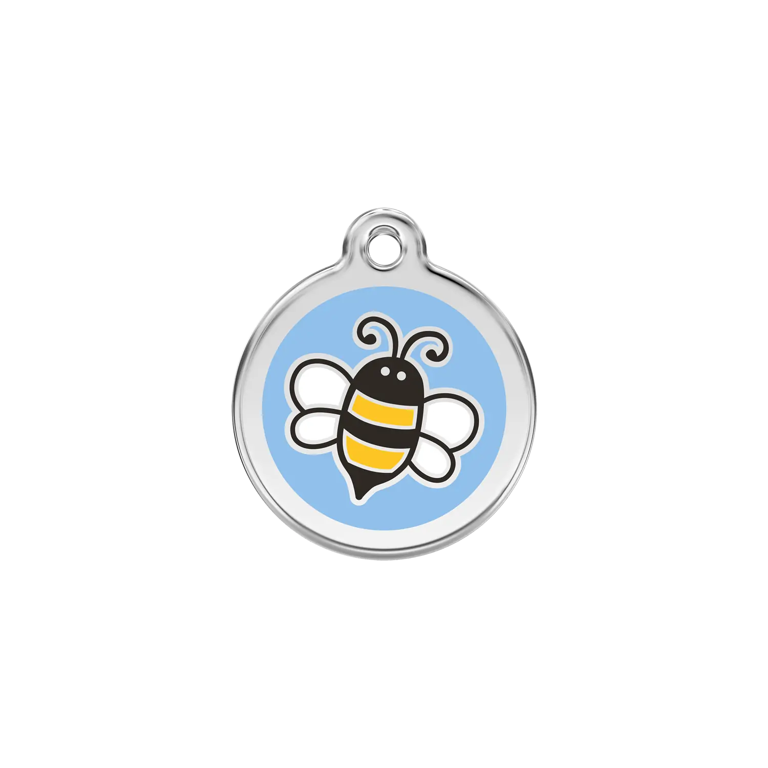 Bumble Bee Light Blue roestvrijstalen hondenpenning small/klein dia. 2 cm RedDingo