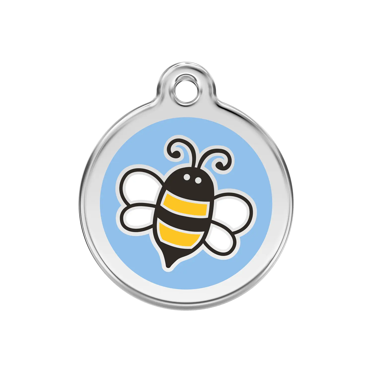 Bumble Bee Light Blue roestvrijstalen hondenpenning medium/gemiddeld dia. 3 cm RedDingo