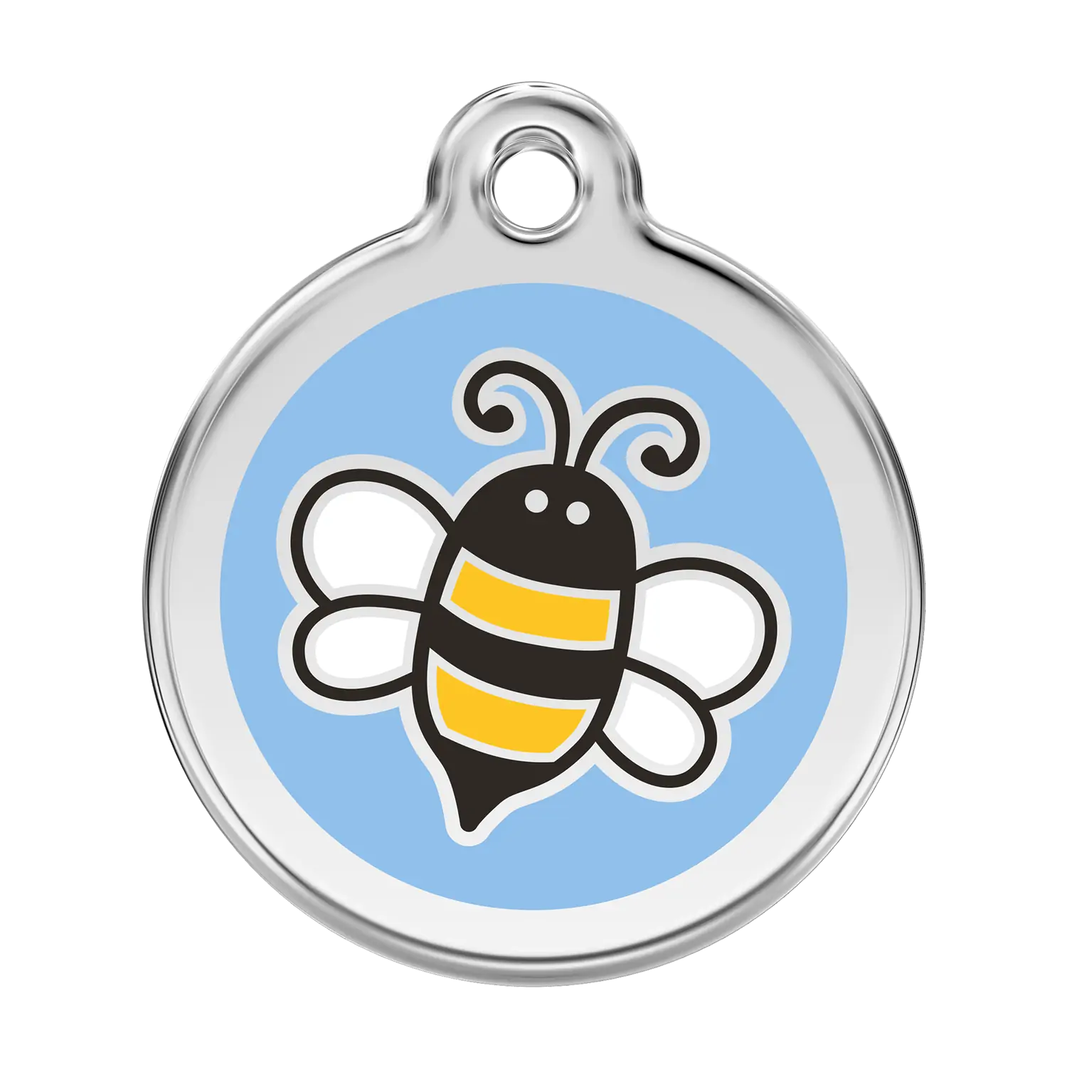 Bumble Bee Light Blue roestvrijstalen hondenpenning large/groot dia. 3,8 cm RedDingo