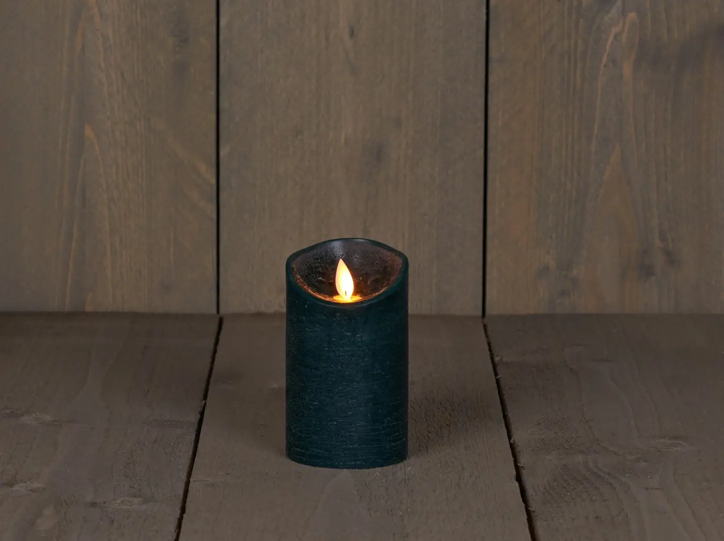 Kaars wax rustiek bewegende vlam 7,5x12,5 cm antiek groen b.o. Anna's Collection