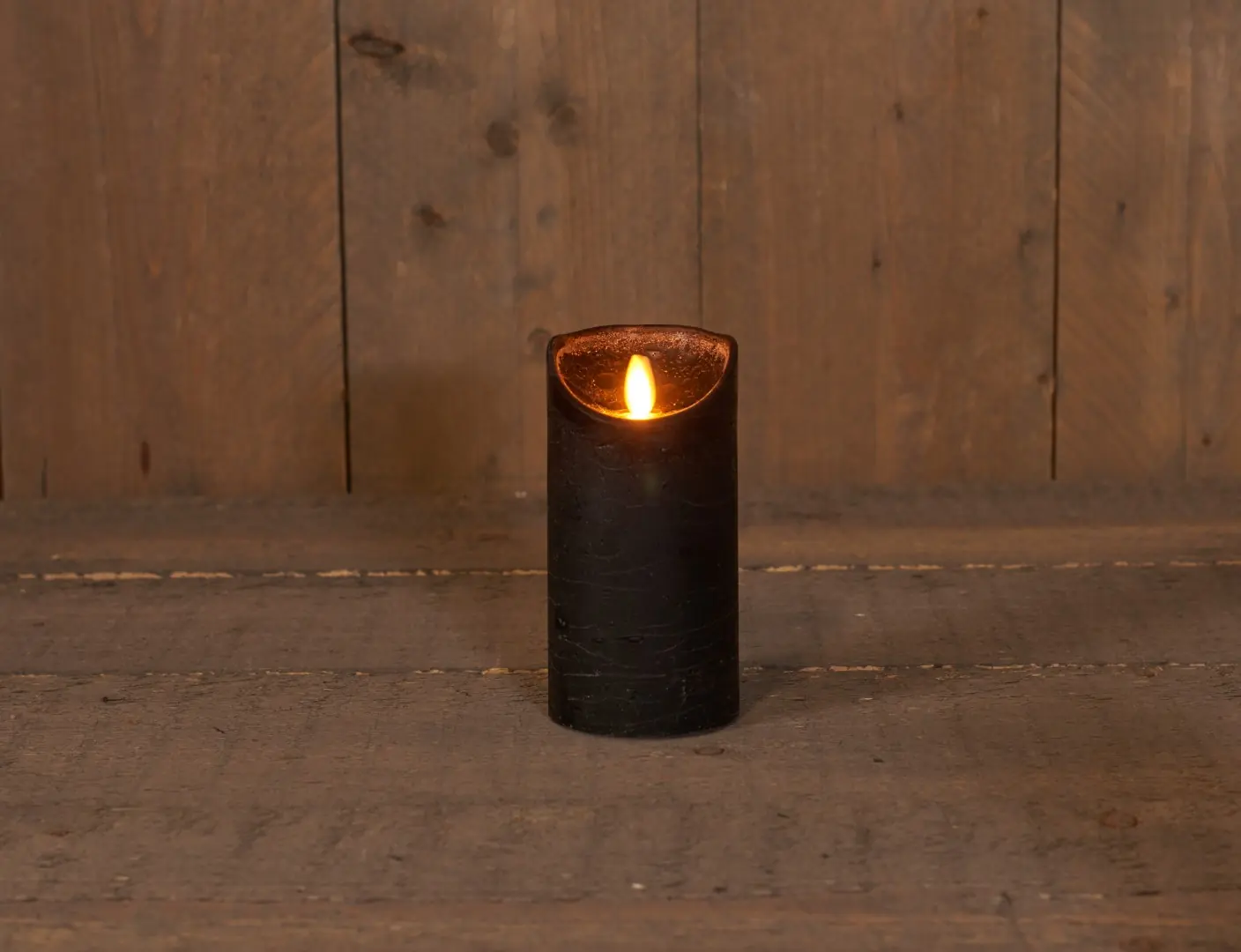 Kaars wax rustiek bewegende vlam 7,5x15 cm zwart b.o. Anna's Collection