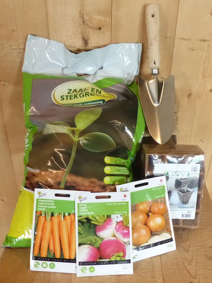 Cadeaupakket zaden moestuinpakket wortels, radijsjes en uien Warentuin Mix