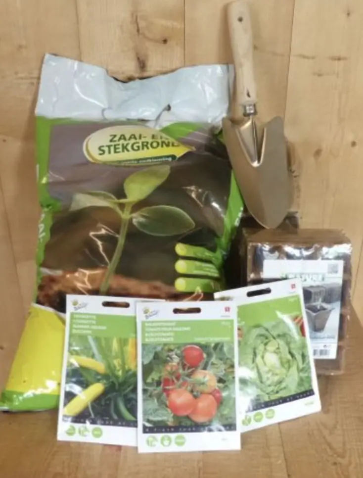 Cadeaupakket zaden moestuin tomaten, sla en courgette Warentuin Mix