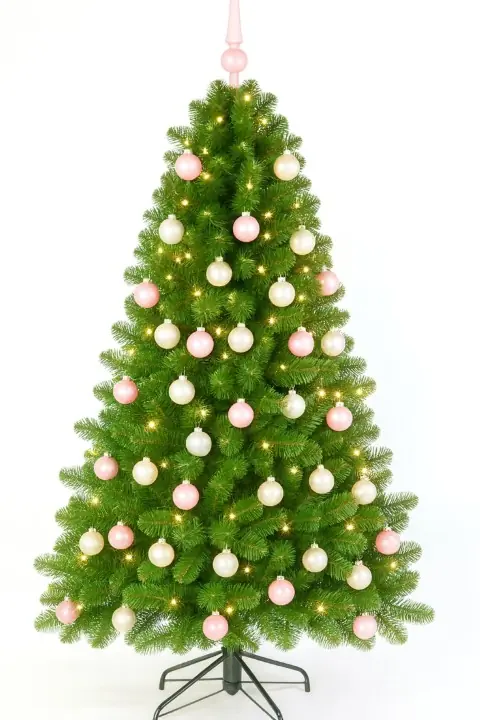 Arctic Spruce groen vanaf 150 cm hoog kunstkerstboom opgemaakt met piek, roze & wit Holiday Tree