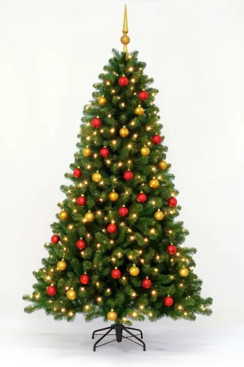 Arctic Spruce groen prelit vanaf 150 cm hoog kunstkerstboom opgemaakt met piek, rood & goud Holiday Tree