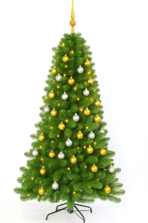 Arctic Spruce groen vanaf 150 cm hoog kunstkerstboom opgemaakt met piek, zilver & goud Holiday Tree