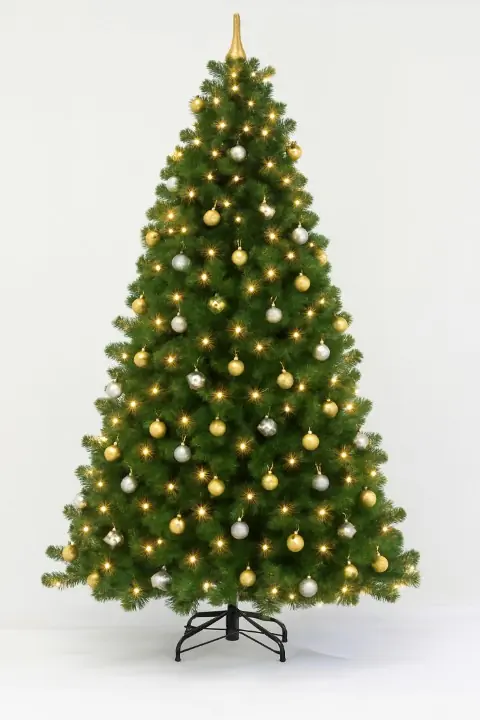 Arctic Spruce groen prelit vanaf 150 cm hoog kunstkerstboom opgemaakt met piek, zilver & goud Holiday Tree