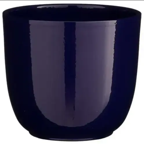Tusca pot rond donkerblauw glanzend h14xd14,5 cm Mica Decorations